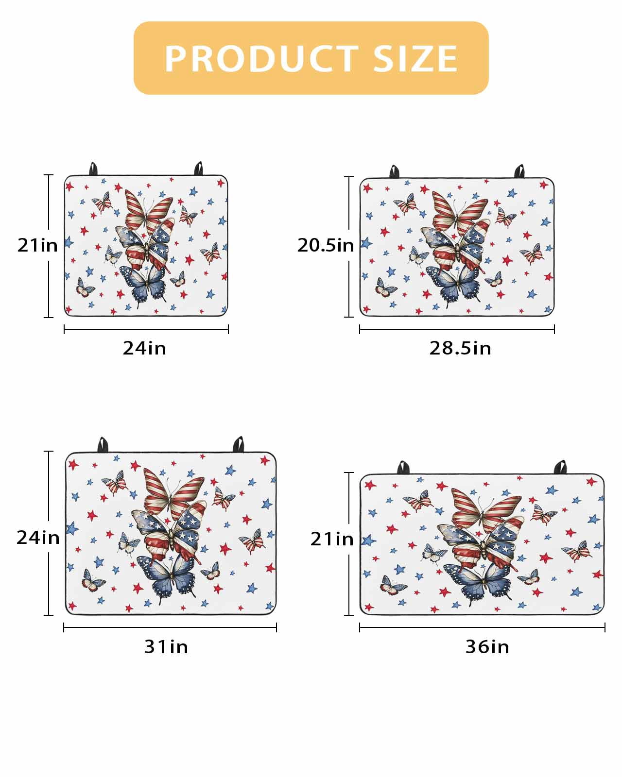 nqOlkjepod Large Induction Cooktop Protector Mat 36"x21", Butterfly 4th of July Stove Top Covers for Electric Stove, Independence Day Blue Red Star Stove Burner Cover Mats, Glass Top Stove Cover