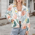 thumbnail image 3 of Jackets for Women Winter Coat Jackets Flannel Stand Collar Jacket(Peach Blossoms Watercolor Floral Art,Size:S-4XL), 3 of 7