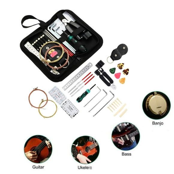 Guitar Accessories Multifunction Tool Kit Maintenance Enthusiast Gifts String Action Ruler Screwdriver Files Picks Musical Instruments Bass