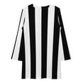 thumbnail image 3 of Medium Black And White Stripes Vertical Direction Loose Dress Evening Dress Summer Dresses for Women Luxury Dress Long Sleeved Dress, 3 of 4