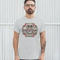 thumbnail image 3 of Tee Hunt Day of The Dead Floral Sugar Skulls T-Shirt Dia de Los Muertos Men's Tee, Ash Gray, Small, 3 of 5