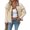 01-Beige winter coats for women, variant on Mceream Womens Jacket Corduroy Plaid Patchwork Jacket Long Sleeve Casual Button Down Lapel Shacket Comfy Fashion Fall Coat Plus Size Outwear Chaqueta Elegante Para Mujer Beige L
