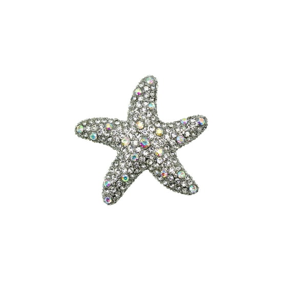 Gorgeous Clear Rhinestone Crystal Starfish Pin Brooch