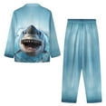 thumbnail image 3 of SEANATIVE Cartoon Shark Mens Button Up Pajamas Long Sleeve Pjs Men Button Down Pajamas Set of 2 Pajama Pants and Tops Casual Night Wear Clothes with Pockets Size 4XL, 3 of 6