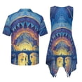 thumbnail image 7 of Psesaysky Couple Matching Hawaiian Outfit Vacation His and Her Set Mens Short Sleeve Shark Shirts or Womens Summer Sleeveless A Line Flowy Beach Sundress with Art Paint, 7 of 7