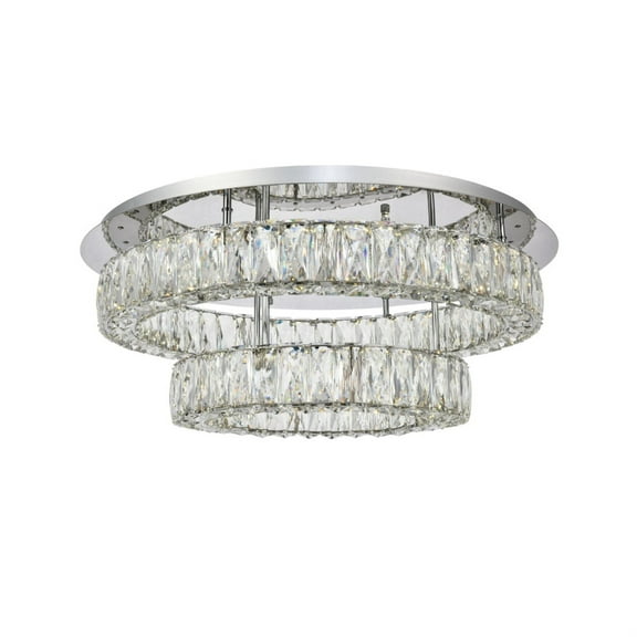 Monroe LED light Chrome Flush Mount Clear Royal Cut Crystal
