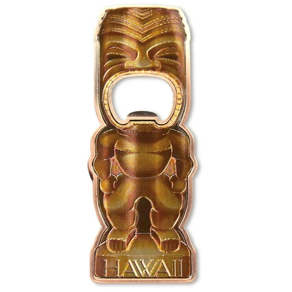 Island Heritage Metal Chanting Tiki Magnetic Bottle Opener, Zinc Alloy, Nickle Finish