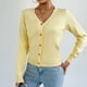 thumbnail image 1 of Suéter de cuello en V para mujer, suéter de punto de color liso con cuello en V, cárdigan con botones, blusa para mujer, 1 of 8