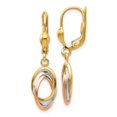 thumbnail image 1 of Quality Gold TH860 14K Tri-Color Polished Dangle Leverback Earrings, 1 of 1