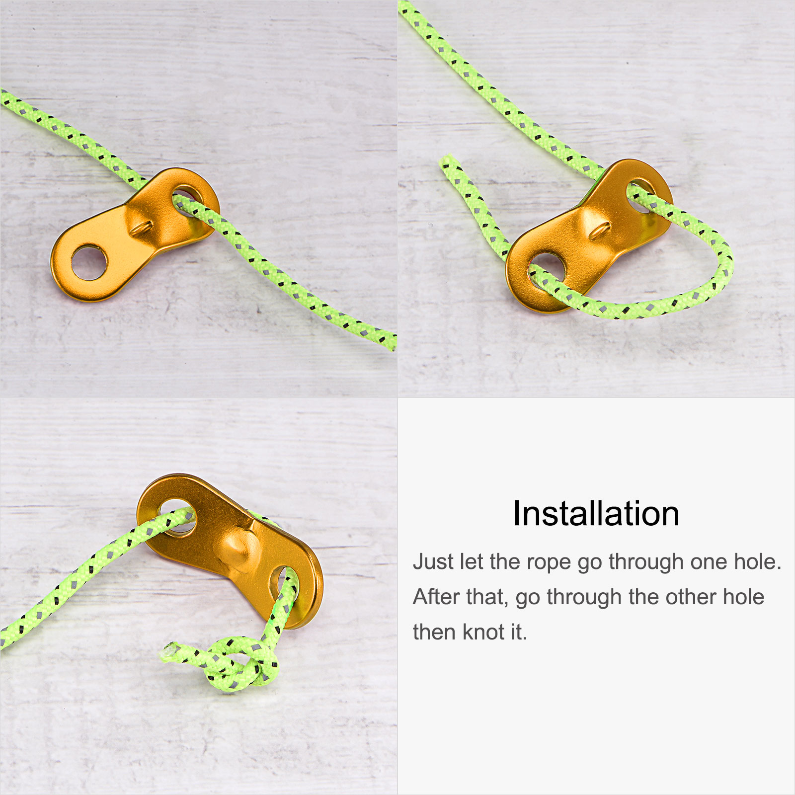 Unique Bargains Aluminum Camping Tent Cord Adjuster Fasteners Rope Tensioner Gold