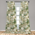 thumbnail image 4 of Ambesonne Geometric Curtains, Hexagon Ink Pattern Art, Pair of 28"x95", Reseda Green and Pale Orange, 4 of 5