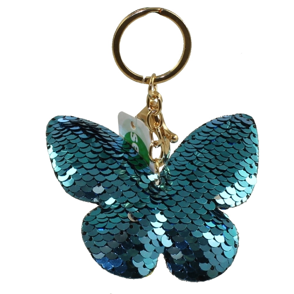 Generic Value Plush - FLIP SEQUIN BUTTERFLY KEYCHAIN (Blue & Silver - 3 ...