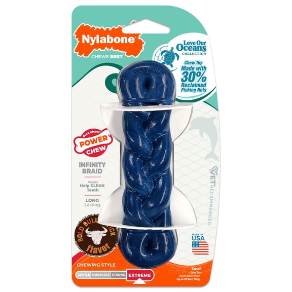 Nylabone Power Chew Love Our Oceans Infinity Braid Bone Dog Toy, Beef Flavored, Dog Chew Toys for Small Dogs - Up to 25lbs