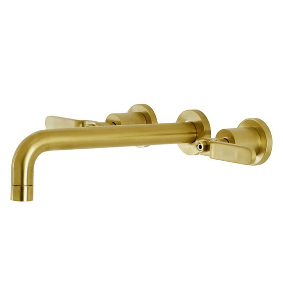 Kingston Brass KS8027KL Whitaker Two-Handle 3-Hole Wall Mount Roman Tub Faucet in Brushed Brass