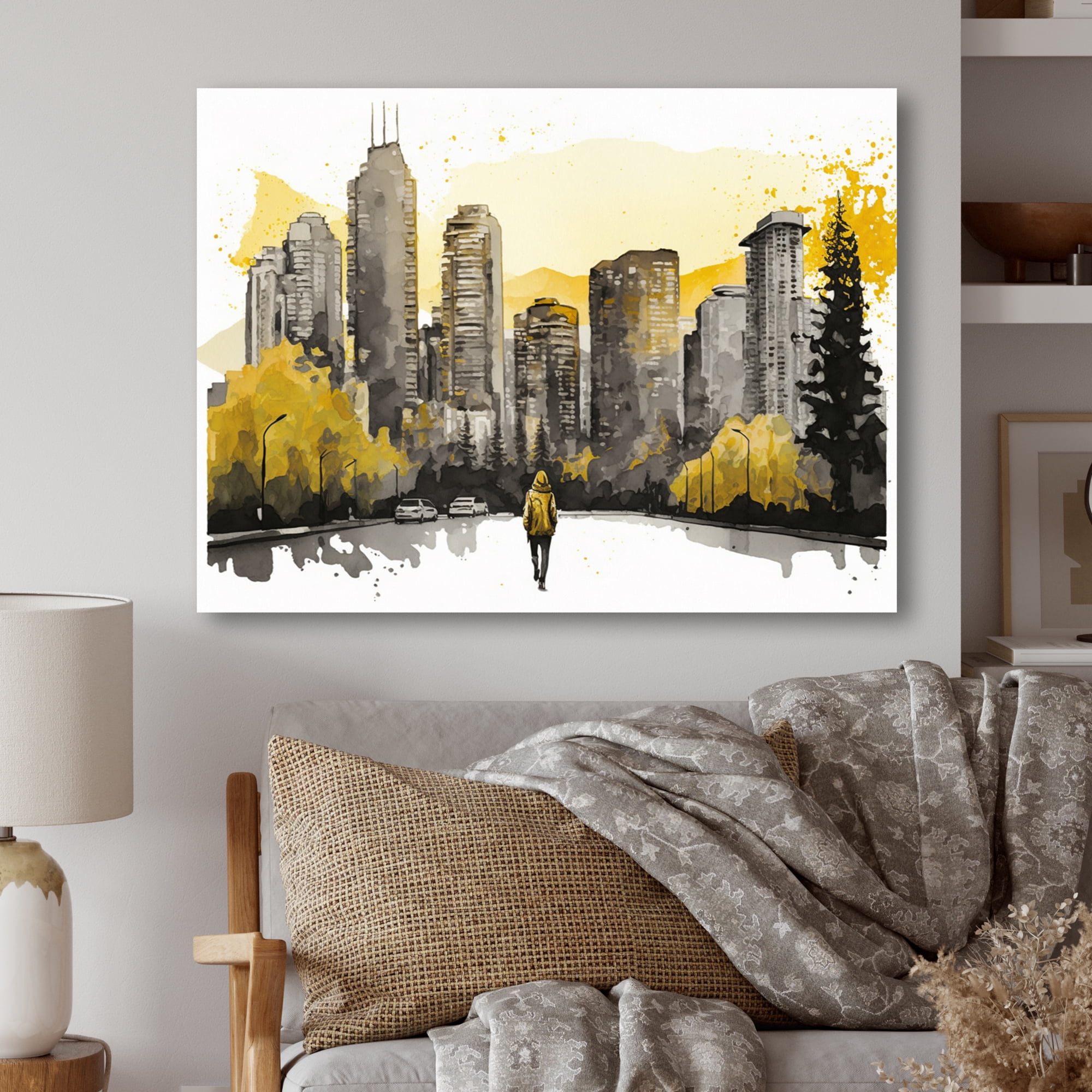 Designart Person Walking Into Vancouver City I Canvas Wall Art