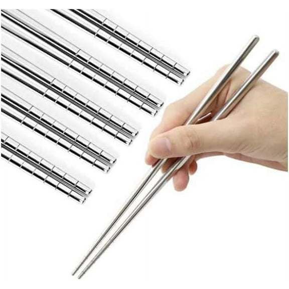 5 Pair Reusable Stainless Steel Chopsticks Set, Stainless Steel Non-Slip Chopsticks, Dinnerware/Tableware Sets