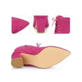 thumbnail image 2 of BLISSFUL STEP Pointed Toe Lace Up Chunky Heel Ankle Boots for Women Hot Pink 9.5, 2 of 6