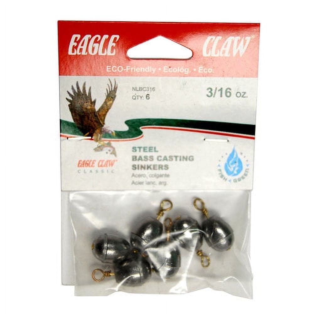(2 pack) Eagle Claw Fishing, NLBC1 Steel Bass Casting Sinker, 1 oz.