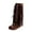Brown, variant on NOKIO Women'S Suede Knee High Boots Woman Style Women Heels Fringe Flock Chinese Boots Boots High Long Flat Tassel Nation Leather Fashion Knee Women's Boots Women'S Knee High Lace-Up Field Boots