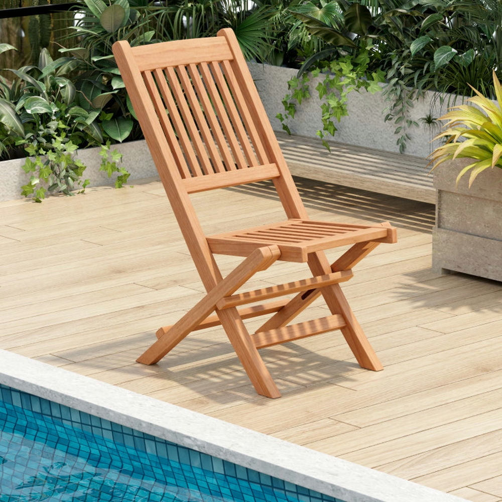 Barara King Patio Dining Chair,Outdoor Dining Room Chair,Indonesia Teak Wood Patio Folding Dining Chair with Slatted Seat