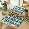 thumbnail image 6 of Teal Black Plaid Placemats for Dinning Table Set of 6, Farmhouse Teal Black Checkered Burlap Kitchen Place Mats Waterproof Cloth Table Mats, Indoor Outdoor Placemats Easy Clean Dinner Decor, 6 of 8