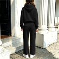 thumbnail image 6 of Glisme Girls Outfit Set Solid Color Long Sleeve Hooded Tops With Pocket Pants Outfit Durable Wear Girls Set Size 5-6 Years Black, 6 of 7
