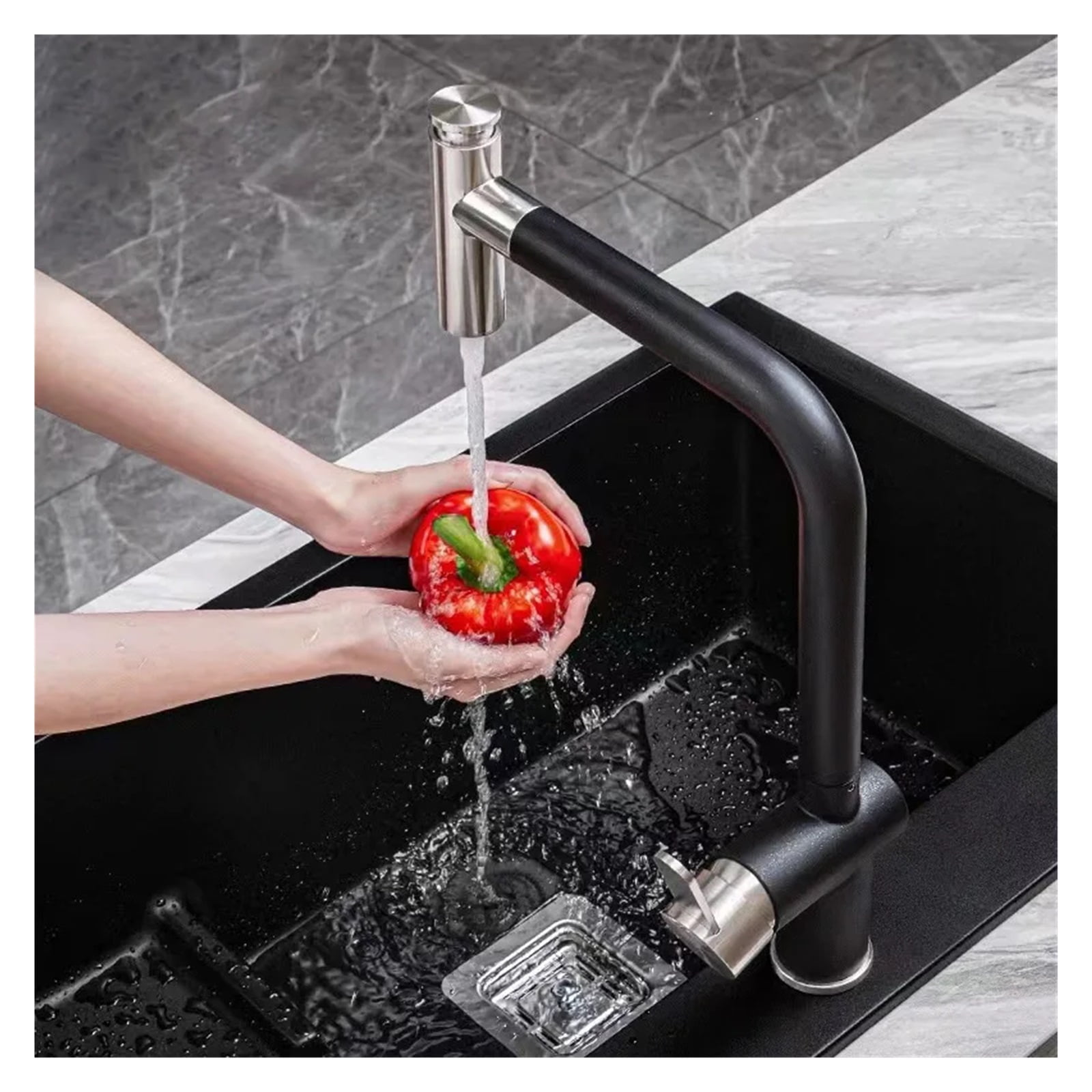 Quartz Stone Universal Rotate Pull-out Faucet, Kitchen Sink Faucet Dual Effluent Modes, Cold And Hot Dual Control Bathroom Faucet