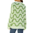 thumbnail image 7 of ZXSXSY Women Wavy Knit Crew Neck Long Sleeve Color Block Sweater, 7 of 7