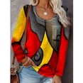 thumbnail image 5 of Women's autumn and winter patchwork geometric flower long-sleeved shirt, 5 of 5