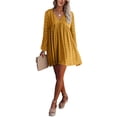 thumbnail image 4 of Qiylii Women Summer Tunic Dresses V Neck Ruffle Sleeve Casual Loose Boho Beach Short Swing Shift Dress, 4 of 7