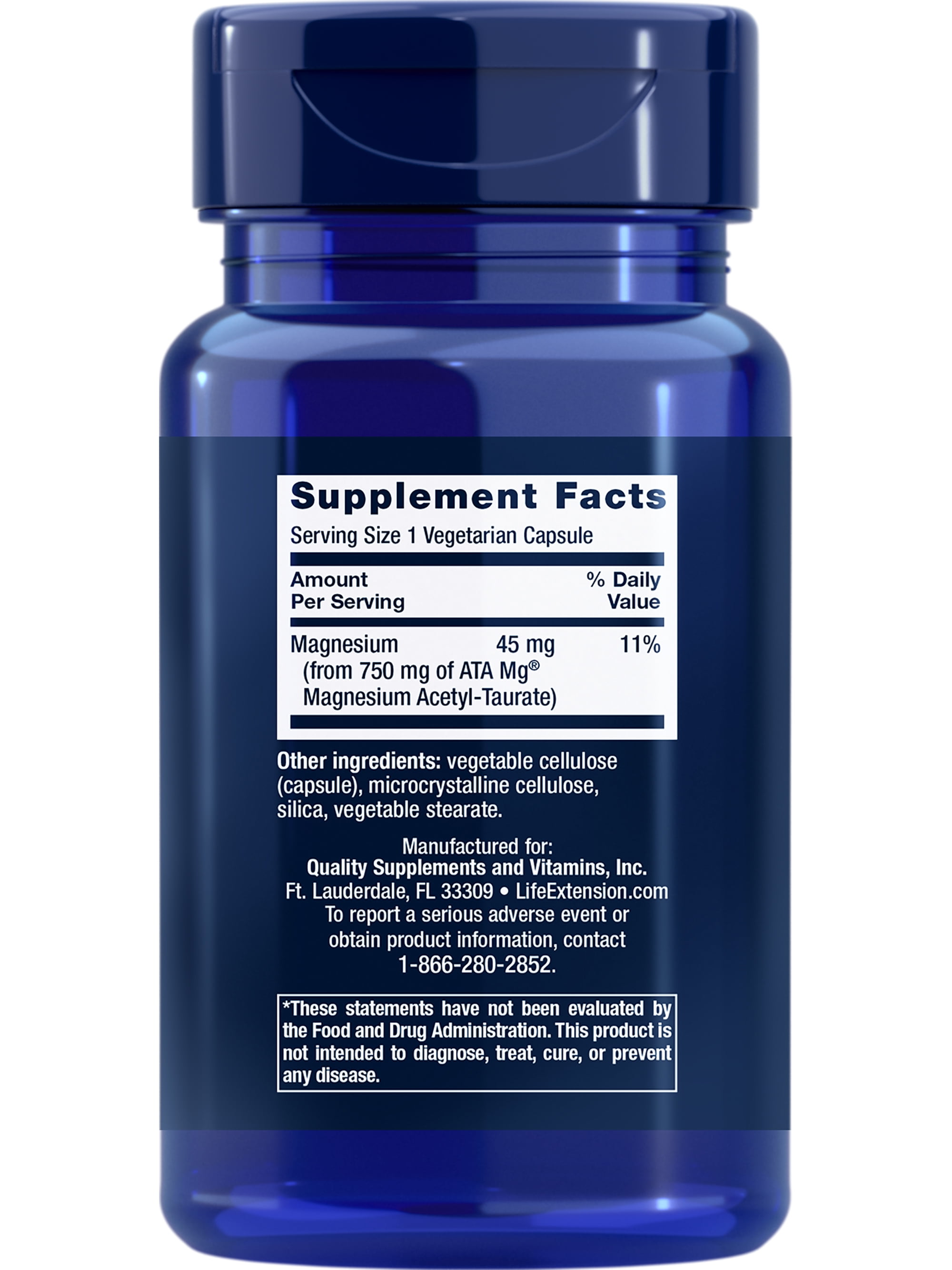 Life Extension Calm-Mag - Bioavailable Form of Magnesium Acetyl Taurinate Supplement for Relaxation and Stress Management - Gluten Free, Non-GMO, Vegetarian - 30 Capsules