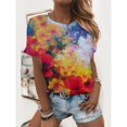 thumbnail image 1 of Tee Crewneck And Floral Print Scrub Milk Silk Tee, 1 of 2