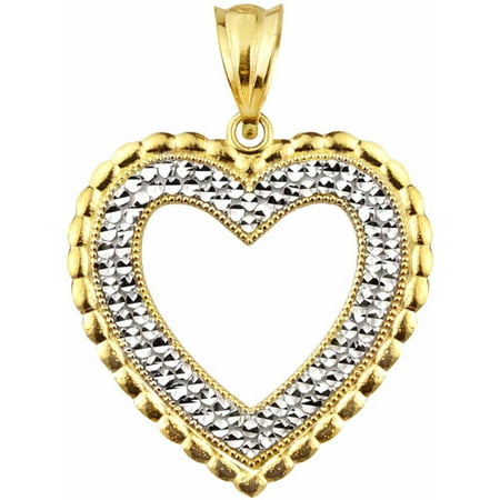 Handcrafted 10kt Gold Diamond-Cut Open Heart Charm Pendant