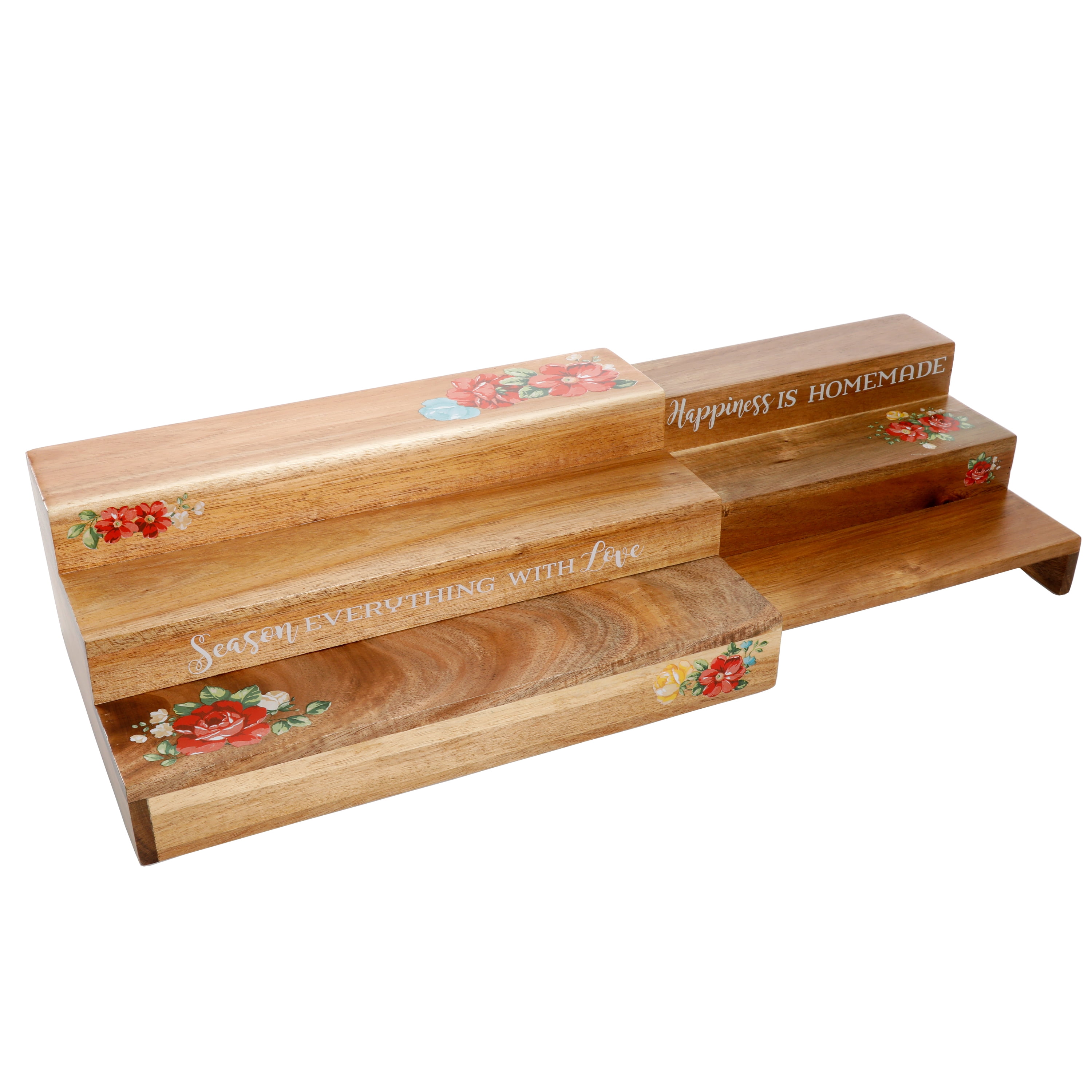 The Pioneer Woman Sweet Rose Acacia Wood Spice Rack with Glass Decorat –  LittleLuxeOfLife