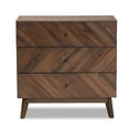 thumbnail image 4 of Baxton Studio Hartman Mid-Century Modern Walnut Brown Finished Wood 3-Drawer Storage Chest, 4 of 10