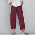 thumbnail image 2 of fartey Womens Cotton Linen Wide Leg Pants Roomy Comfy Elastic Waist Pockets Drawstring Trousers 2025 Summer Solid Color Tulip Hem Pants, 2 of 6