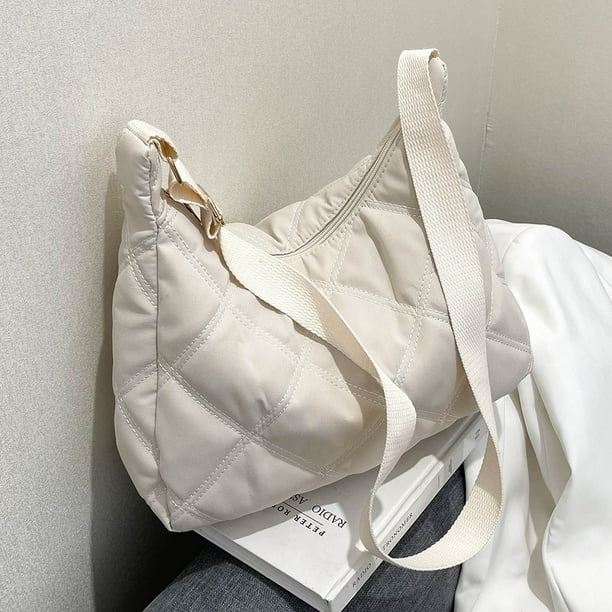 Bolso bandolera acolchado ligero de embrague femenino de moda para mujer (blanco)