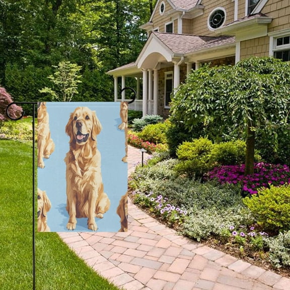 Golden Retriever Dogs Garden Flag Double Sided 12 x 18 Inch Outside Yard Decoration Outdoor Flag