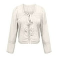 thumbnail image 4 of Womens Tops ,Womens Lace Shirts Long Sleeve Button Up Chiffon Cardigan Tie Front Flowy Beach Vacation Bohemian Y2k Clothes Tops, 4 of 6