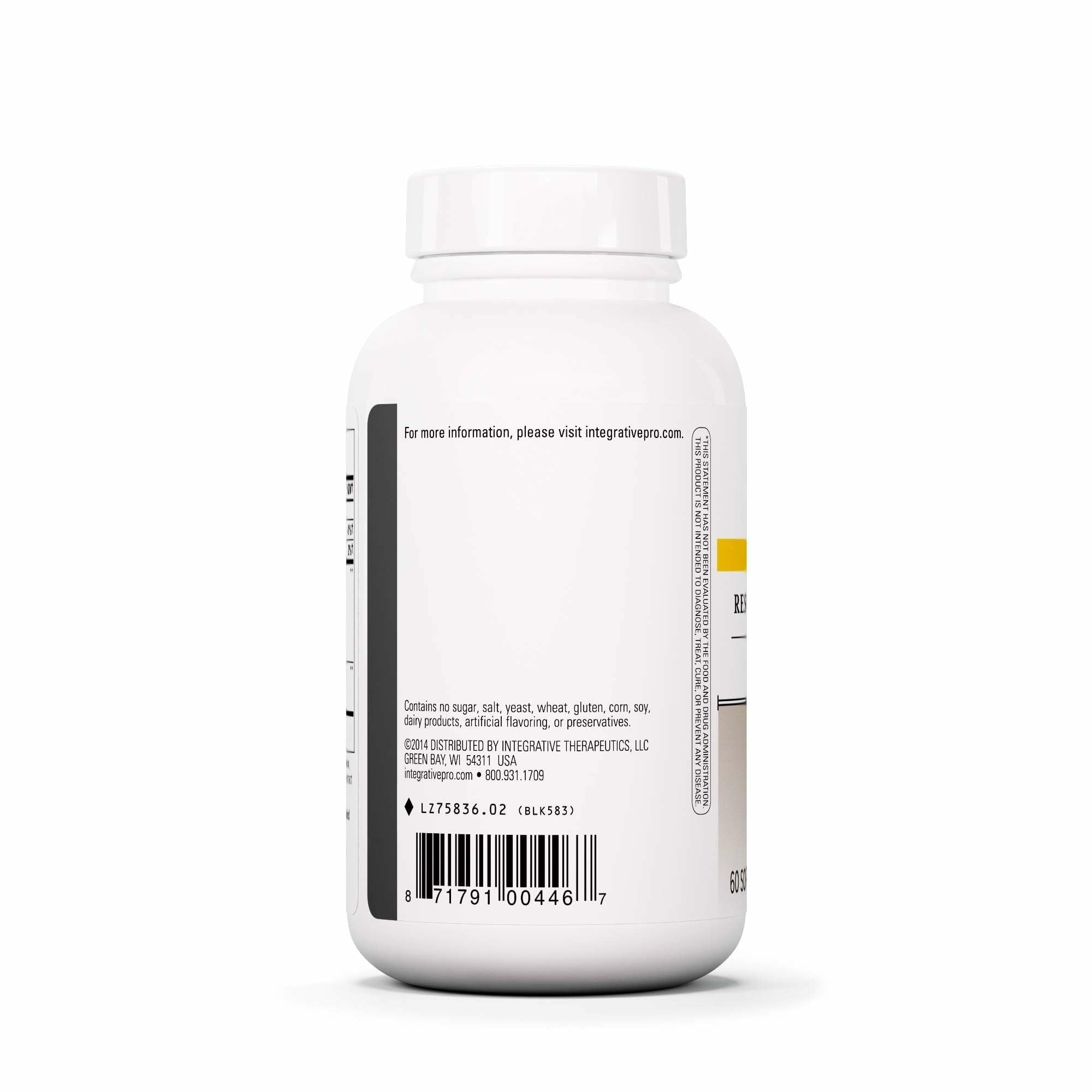 Integrative Therapeutics Resveratrol Ultra HP - Heart Health Support Supplement for Daily Antioxidant Support*- Once-Daily, Non-Soy Softgel - Gluten-Free & Dairy-Free - 60 Softgels (60 Servings)