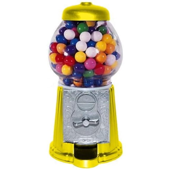 15 in. Sunshine Yellow Tall Classic Gumball & Candy Machine with Stand & Gumballs - 1 lbs
