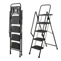 4 Step Ladder, Folding Step Stool with Non-Slip Wide Pedals, Soft Handle, Non-Slip Feet, Sturdy Steel Construction, 330 lb Capacity Steel Ladder, Suitable for Home & Office
