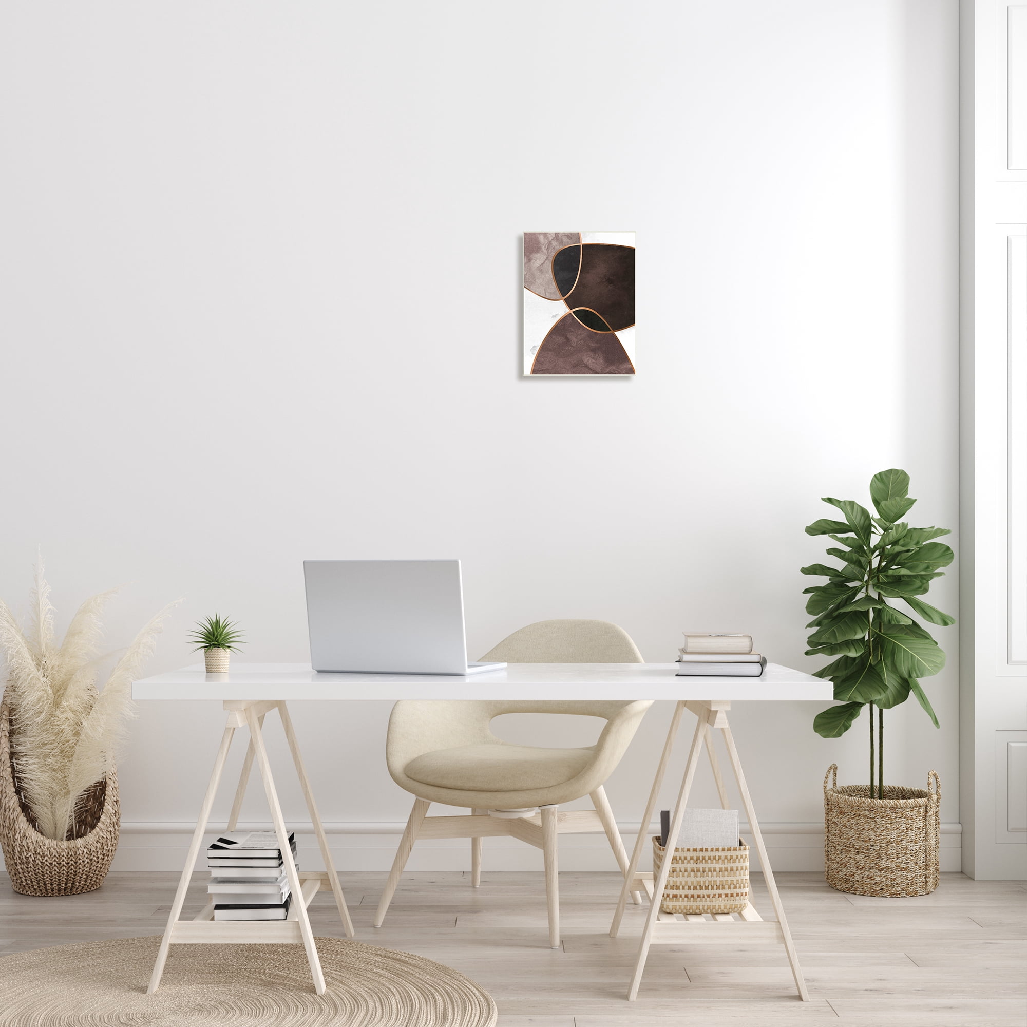 Stupell Indtries Abstract Deco Shapes Layered Contrasting Tones Brown Purple,10 x 15,Design by Design Fabrikken