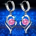 thumbnail image 4 of Mnyotv Earrings for Women Silver Hoop Earrings Stud Earrings for Women Pendant Earrings Eternal Heart Ladies Temperament Long Fashion Heart Earrings Pink, 4 of 5
