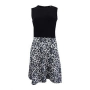 DKNY Women's Lace Print Combo Dress (2, Black/White)