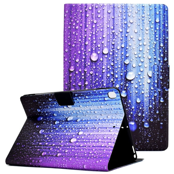 Allytech Wallet Case for iPad 9 2021/iPad 8 2020/iPad 7 2019, PU Leather Folio Smart Auto Wake Sleep Kickstand Card Slots Case for iPad 10.2" 2021(9th Gen)/iPad 8th/7th Gen 2020/2019, Water Droplets
