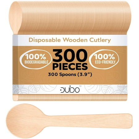 Disposable Small Wooden Spoon 3.9 inch– (Pack of 300) Mini Wooden Spoons Biodegradable Sample Spoons