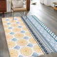 thumbnail image 3 of 3'x5' Area Rugs, Yellow Teal Boho Indoor Outdoor Area Rug for Living Room Bedroom, Vintage Geometric Stripes Abstract Art Washable Bathroom Rugs Kitchen Floor Carpet Mats Home Decor Aesthetic, 3 of 8
