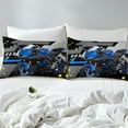 thumbnail image 4 of Erosebridal Motorcross Fitted Sheet Motorcycle Vehicle Sheets Teens Extreme Sports Tie Dye Print Bed Sheets Motorbike Cool Sports Vehicle Sheets Full,Blue, 4 of 5