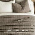 thumbnail image 2 of EVERGRACE 100% Cotton Box Stitch Quilt Bedding Set King Size 3 Pieces, Garment-Washed Lightweight Soft Cozy Coverlet, Oversized Quilted Bedspread Sets with 2 Shams for All Season, Mocha Brown, 2 of 9